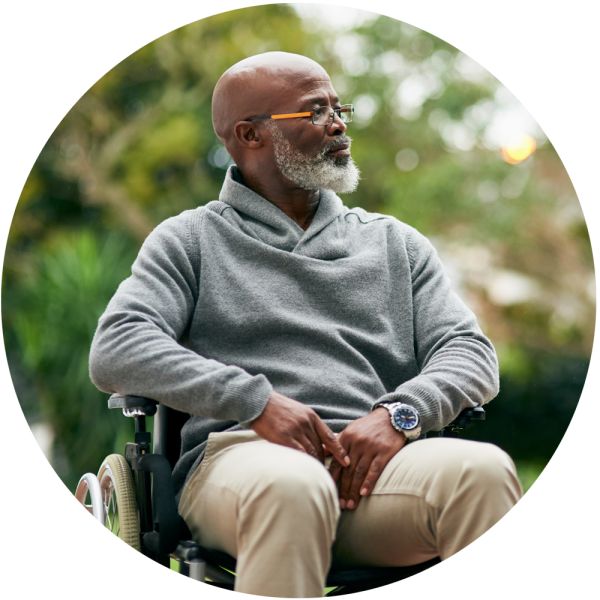 Black Senior Man in wheel chair