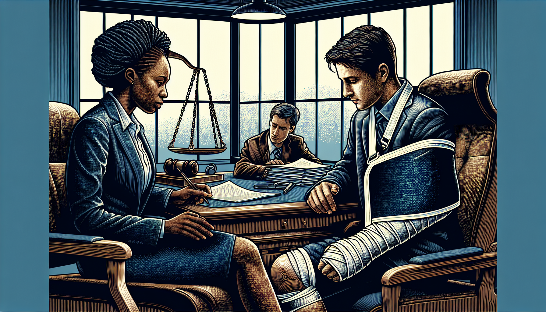 Illustration of a lawyer providing legal advice to a client