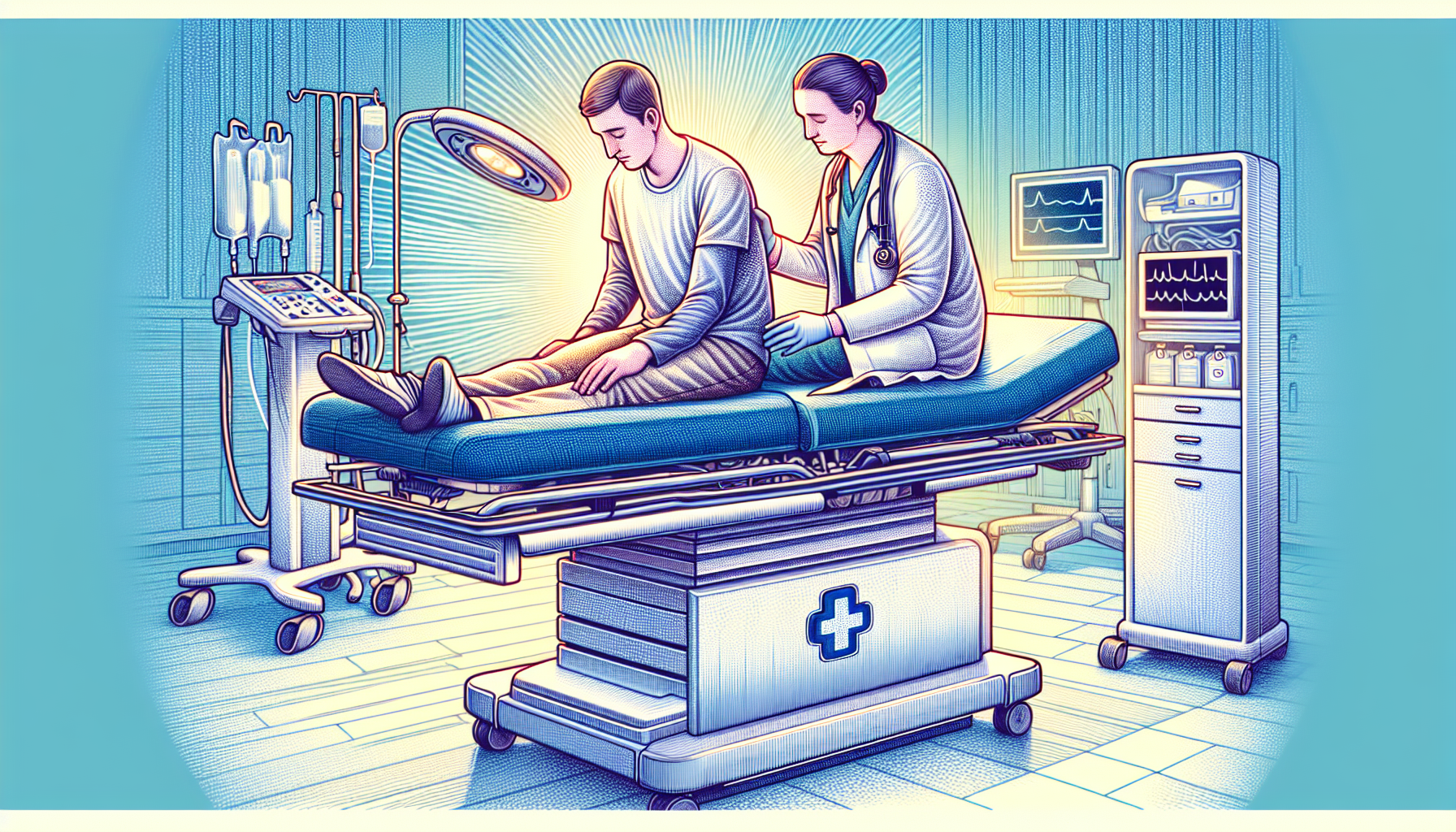 Illustration of a person receiving medical care after a slip and fall accident